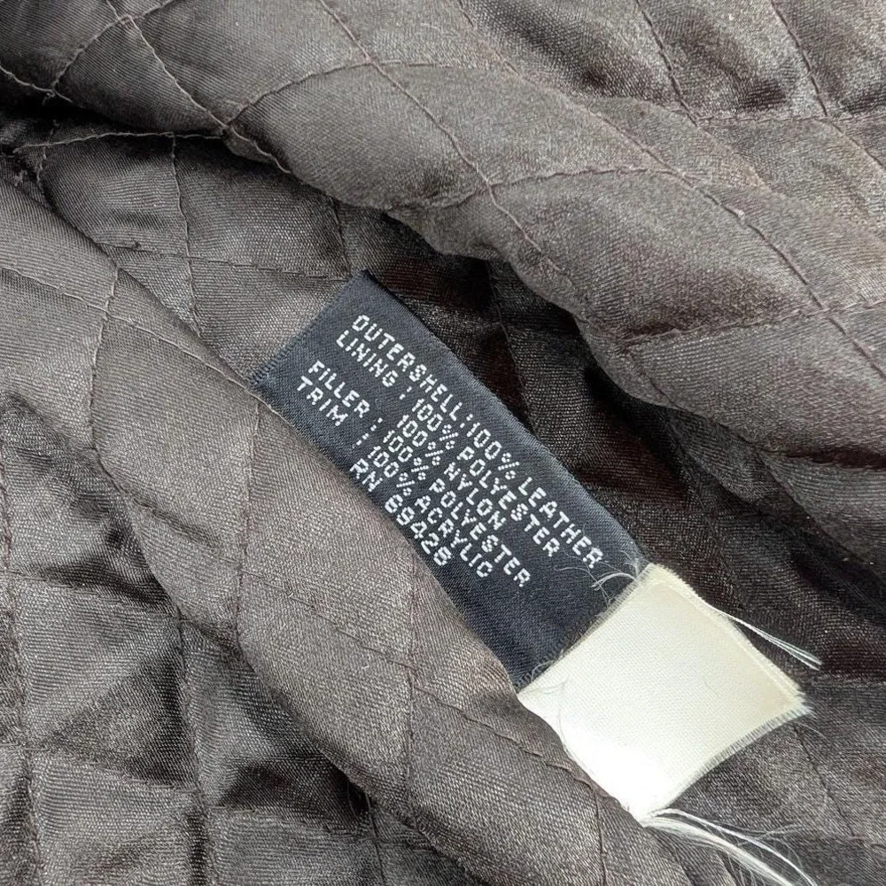 Tannery West‎ Brown Leather Belted Moto Jacket Asymmetrical Zip Quilted L
